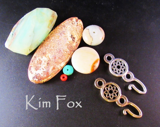 KF399 Desert Flower Single Hook in Sterling Silver or Golden Bronze designed by Kim Fox