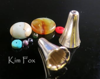 KF239 Large Bell Flower Cones or end caps in bronze or Silver