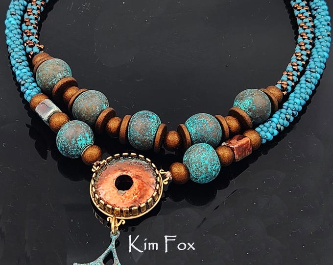 KF450 25mm Bezel with Loops in Bronze or Sterling Silver that is meant as a clasp and pendant. Designed by Kim Fox