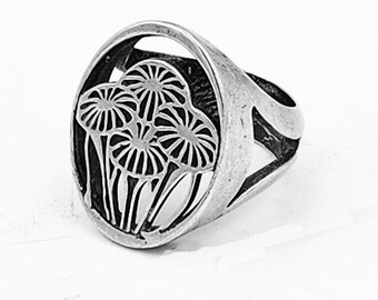 KFR362 Gift of Love Ring - bouquet - in silver designed by Kim Fox Arte Deco-Craftsman style-