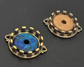 KF651B Castellated bezel setting for 14 mm - in golden bronze with 2 loops