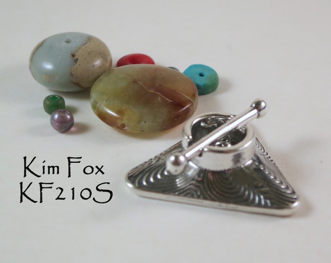 KF210 Triangle Toggle with Labyrinth Pattern in Golden Bronze or Sterling Silver by Kim Fox - 2 links
