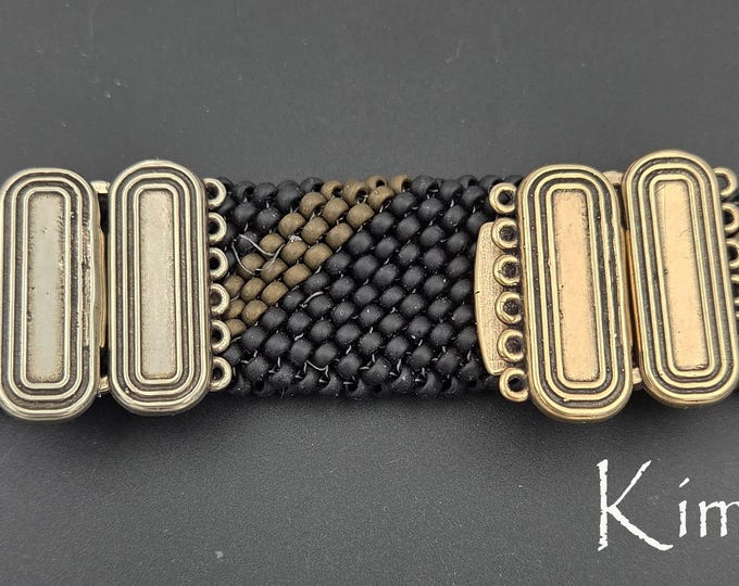 6 Loop Watch Style Bracelet Clasp in golden and white bronze