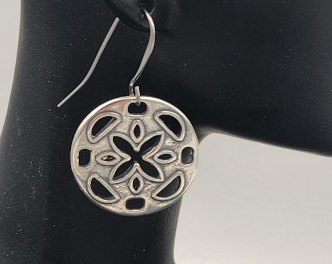 KFE243 Smaller Cut Flower earring in silver and golden bronze. Designed by Kim Fox