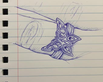 KFP409 Butterfly ring Oxidized Sterling Silver - Kim Fox Design