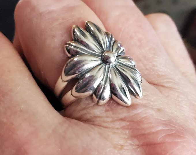 KFR411 Sterling Silver Daisy Ring: Floral Wrap Ring, Kim Fox Design