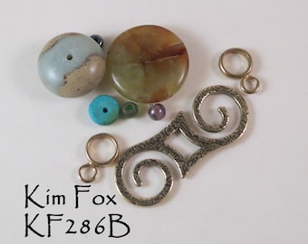 KF286 Double Spiral Removable Clasp with 2 loops silver or bronze by Kim Fox