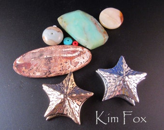 KF196 Starfish magnetic clasp in sterling silver or golden bronze with 3 loops for attachment designed by Kim Fox