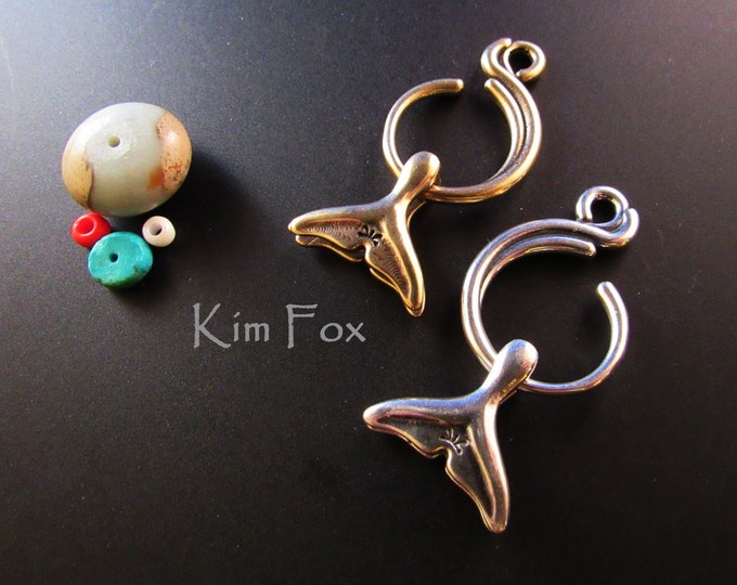 KF374 Wave and Whale Tail Clasp - Two Sided - Designed by Kim Fox in Bronze and Sterling Silver