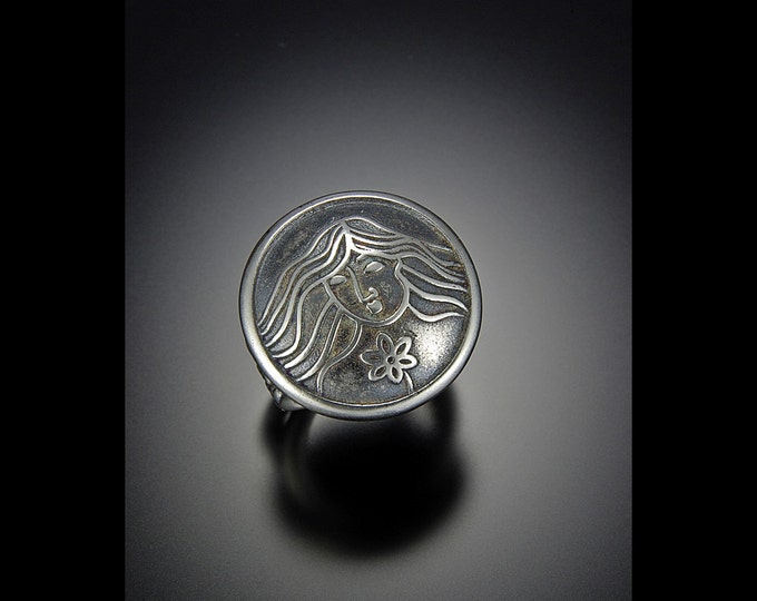 Virgo Zodiac Ring or Pendant in Sterling Silver and Bronze