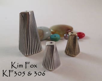 Art Deco Sterling Silver Cone Bead Caps: Twisted Design