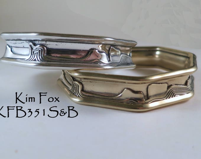 KFB35 I40 Octagonal Cuff in Sterling Silver and Golden Bronze designed by Kim Fox - stackable