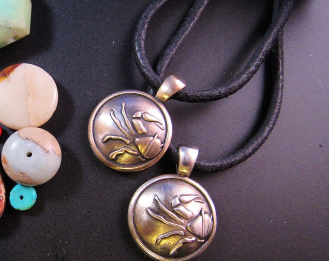 KFP164 Round Cancer Pendant - June 21 July 22 -  in Golden Bronze and Sterling Silver designed by Kim Fox