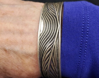 KFB403 Phoenix Feather Cuff: Bronze & Silver Adjustable Bracelet by Kim Fox