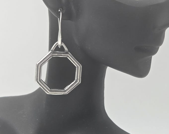 KFE691 6 Sided Open Hoop Earring