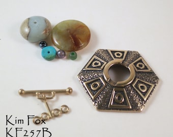 KF257 Six-Sided Hexagon 4 stranded Toggle Clasp in Sterling Silver or Bronze by Kim