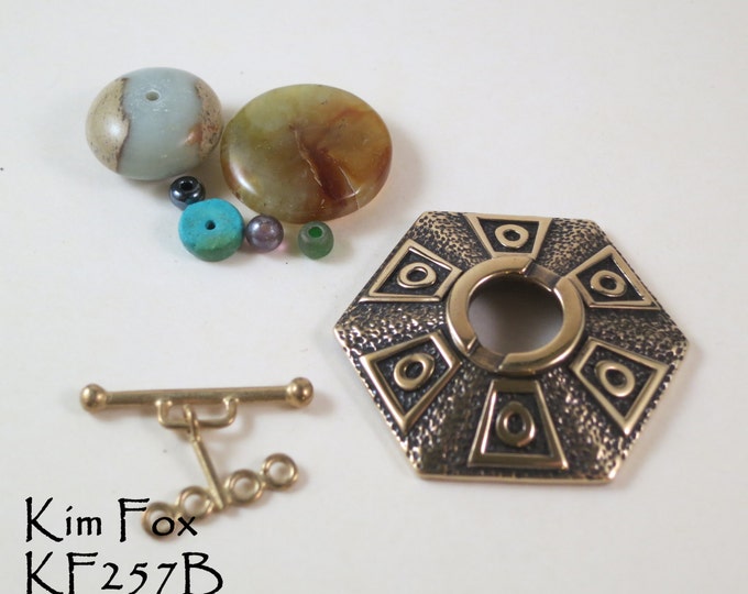KF257 Six-Sided Hexagon 4 stranded Toggle Clasp in Sterling Silver or Bronze by Kim