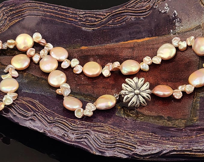 KF446 Petite Daisy Element with Hooks in Silver and Golden Bronze designed by Kim Fox