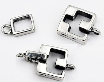 C149 Square Slot Clasp for necklace or bracelet in silver and bronze by Kim Fox