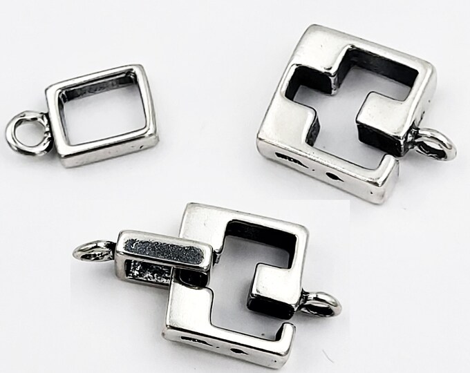 C149 Square Slot Clasp for necklace or bracelet in silver and bronze by Kim Fox