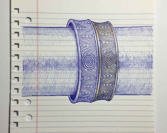 KFB505 Solar Pattern Adjustable Cuff in silver and bronze designed by Kim Fox