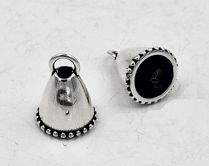 KF461 Beaded Edge Cone with Loop: Kumihimo Jewelry Findings
