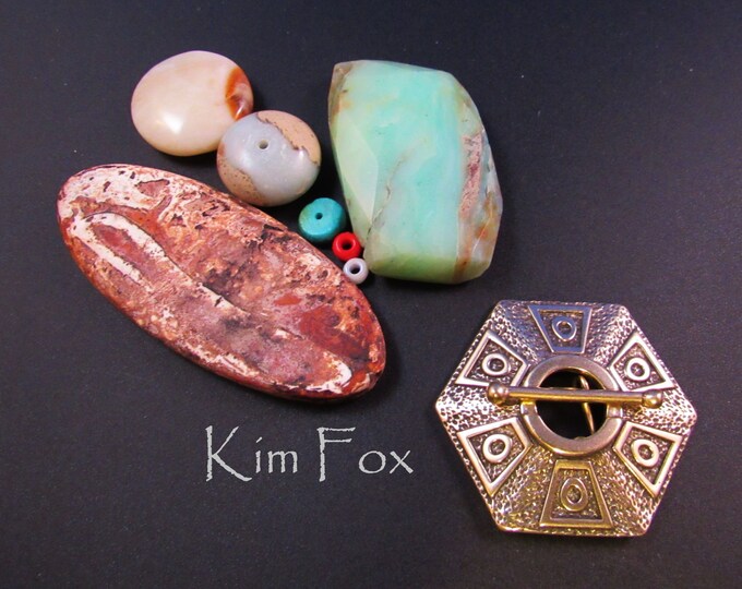 KF257 Six-Sided Hexagon 4 stranded Toggle Clasp in Sterling Silver or Bronze by Kim