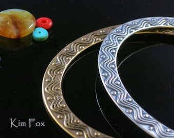 Wave and Dot Bangle: Golden Bronze & Silver, Kim Fox (9 inch)