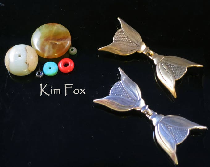 KF201 Deco Bloom - Art Deco Style hook and eye clasp with 3 loops for connection in sterling silver and bronze by Kim Fox