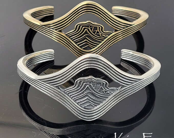 KFB47 Bell Rock Cuff in petite size for 6.25 inch or less wrist in silver or bronze.