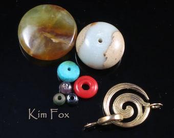 KF312 Small Fire Spiral Clasp for necklace or bracelet with 2 sided pattern Bronze  or Sterling silver- by Kim Fox in Bronze