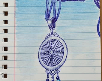 KFP502 Antique Style Maze Pendant: Bronze or Silver, Kim Fox Design