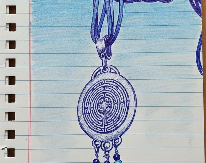 KFP502 Antique Style Maze Pendant: Bronze or Silver, Kim Fox Design