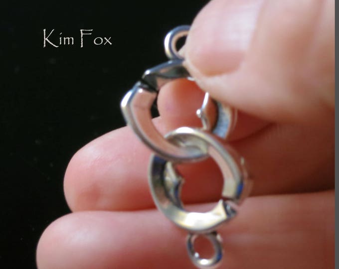 KF342 Small Double Heart Sister Hook Clasp in Sterling Silver or Golden Bronze by Kim Fox