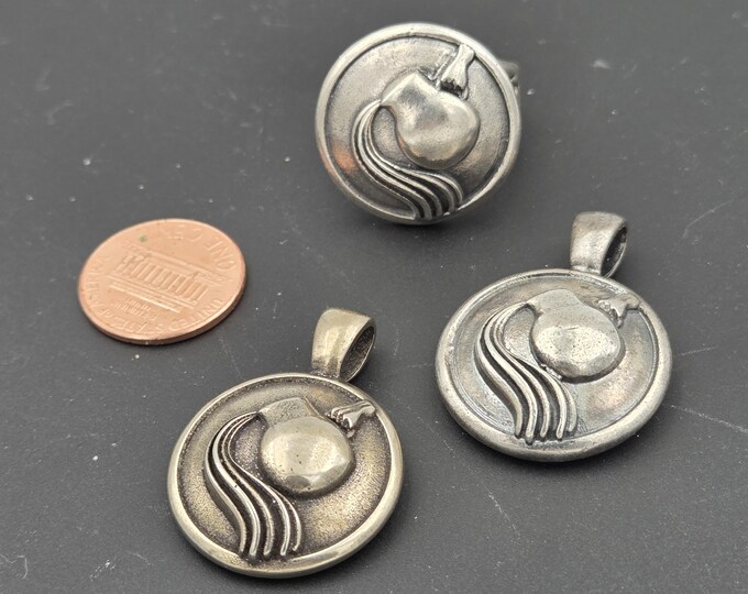 Round Aquarius Pendant and Ring January 20 - February 18 In Silver and Bronze