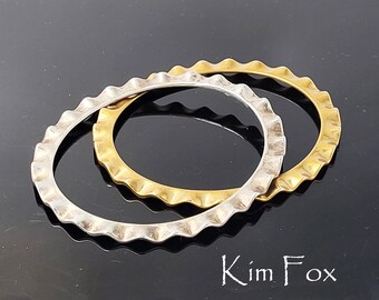 KFB33 9 inch Wave Bangle in Silver and Bronze in oval shape for comfort