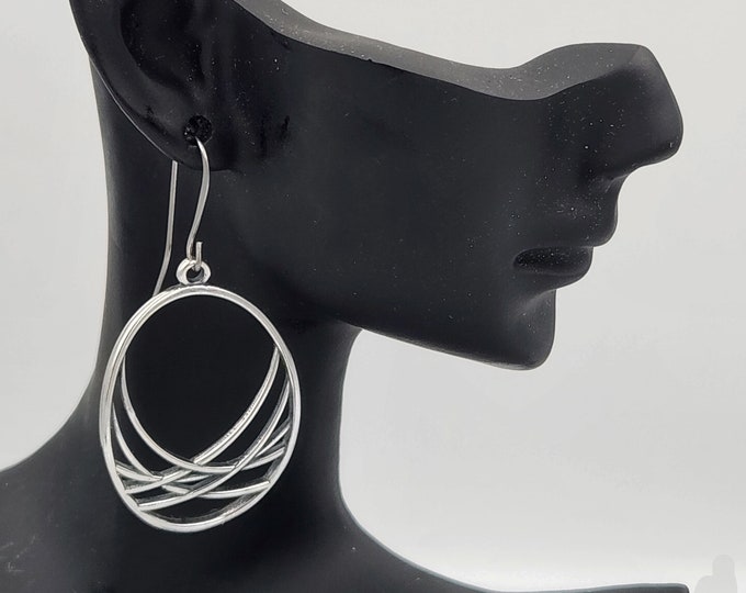 KFE524 Dreamcatcher Earrings in Sterling Silver and Golden Bronze