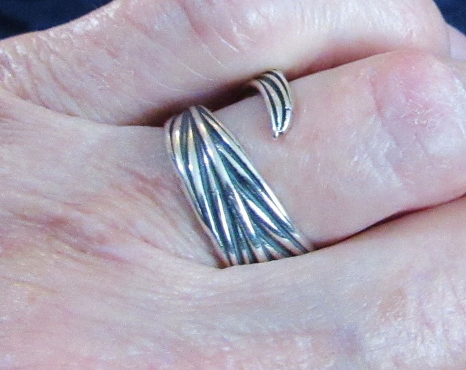 KFR409- Feather Ring in Sterling Silver designed by Kim Fox Adjustable