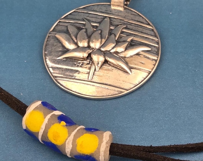 Silver & Bronze Lotus Pendant by Kim Fox
