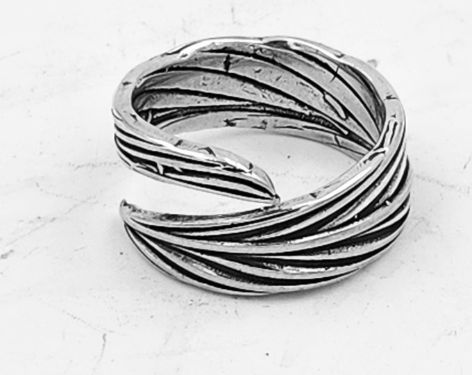 KFR409- Feather Ring in Sterling Silver designed by Kim Fox Adjustable