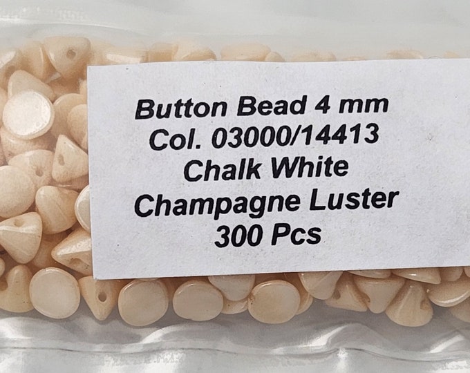 Chalk White Champagne Lustre 4mm Button Beads 300 count