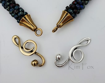KF400 Treble Clef Clasp, Bail, Pendant, designed by Kim Fox - including 2 loops