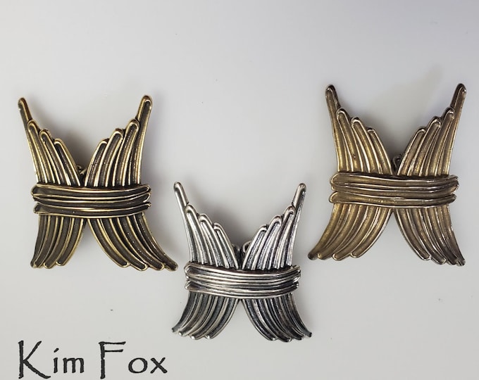 KF413 Wheat Style Bronze & Sterling Silver Lariat Front Piece - Kim Fox Design