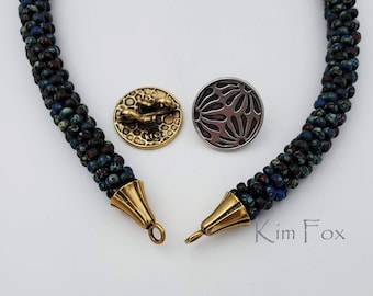 Asian Style Hook Clasp – Flower Petal Design, Silver or Golden Bronze