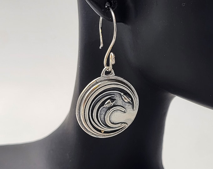 KFE358 Asian Wind Earrings in silver and in golden bronze designed by Kim Fox Based on a Japanese Mon - code of arms - endurance