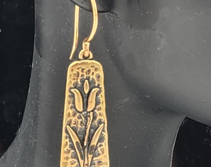 KFE348 Tulip Earrings in Sterling Silver and Golden Bronze designed by Kim Fox
