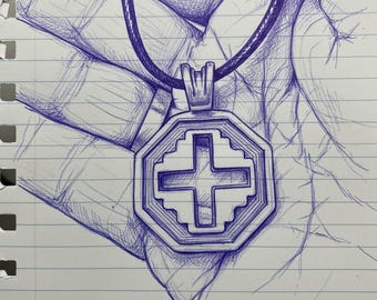 KFP280 Golden Bronze or Sterling Silver Cross Pendant: Southwestern Asian Design