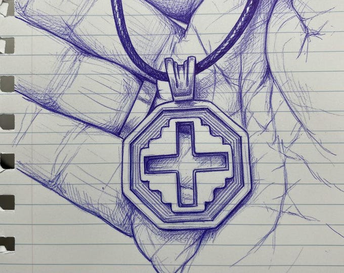 KFP280 Golden Bronze or Sterling Silver Cross Pendant: Southwestern Asian Design