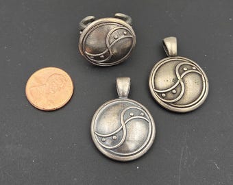 Pisces Zodiac Pendant or ring: Bronze or Sterling Silver, February-March