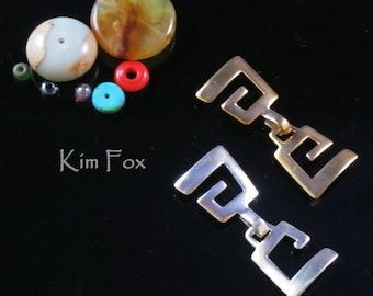Greek Key Hook and Eye Clasp: Bronze or Silver Jewelry Design